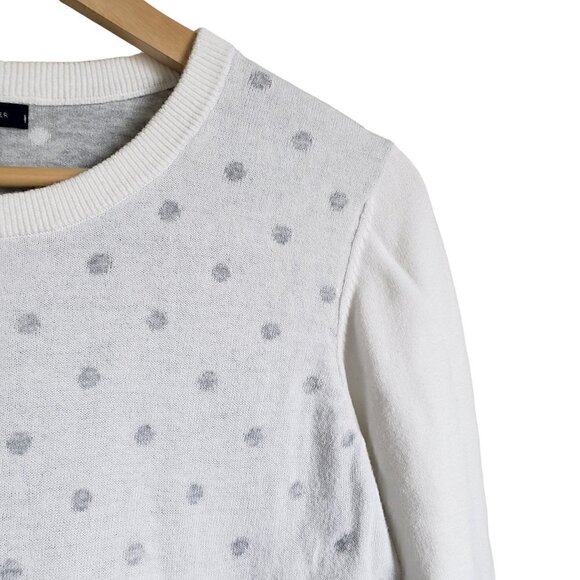 Tommy Hilfiger dot print knit white and grey round neck knit sweater - Picture 3 of 9
